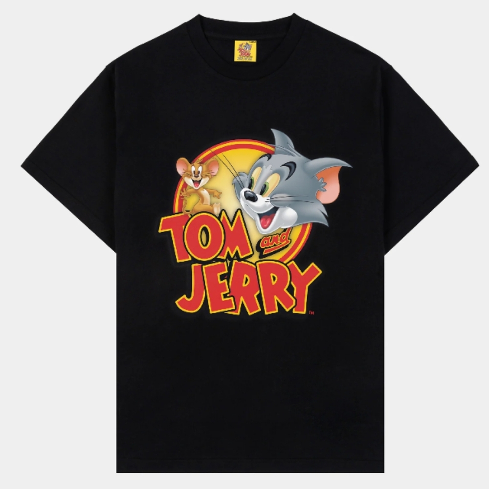Tom and Jerry Cartoon Cat & Mouse Black T-shirt